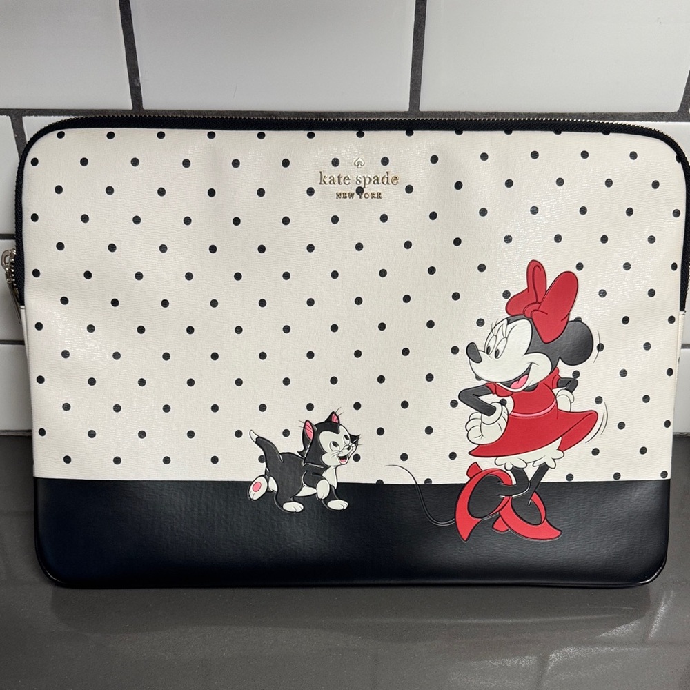 Kate Spade Black and White Minnie Mouse Laptop Bag